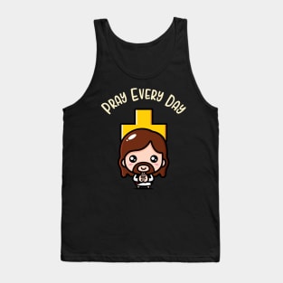 Pray Every Day Cute Jesus Bible Prayer Fun Tank Top